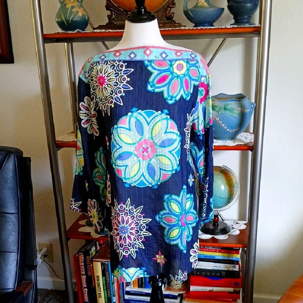 Emilio Pucci Blue and Pink tunic blouse